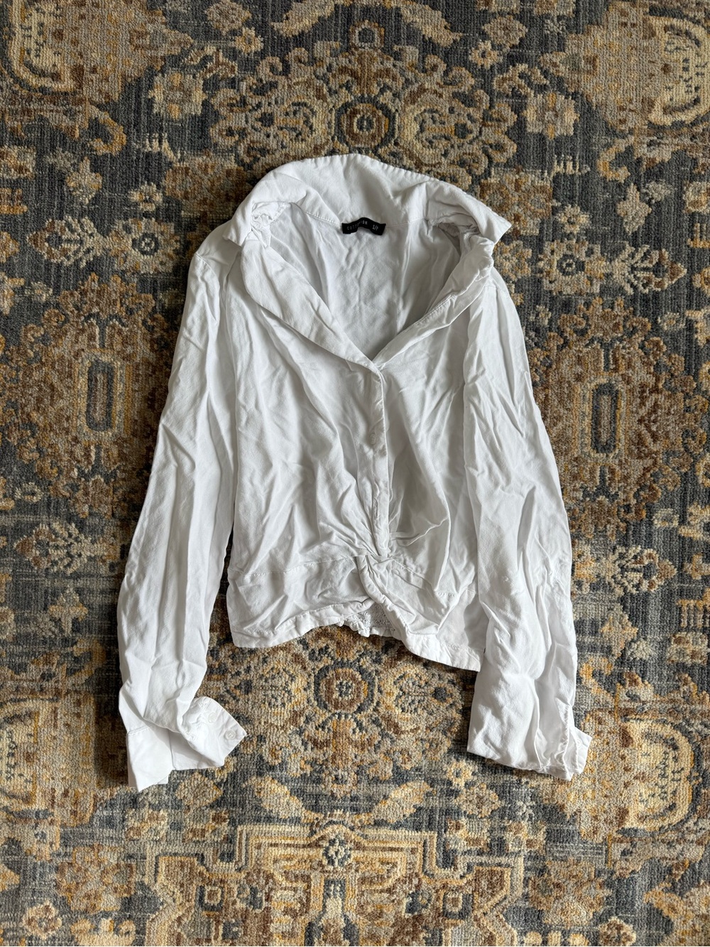Cotton On White Tie Front Button Up Blouse